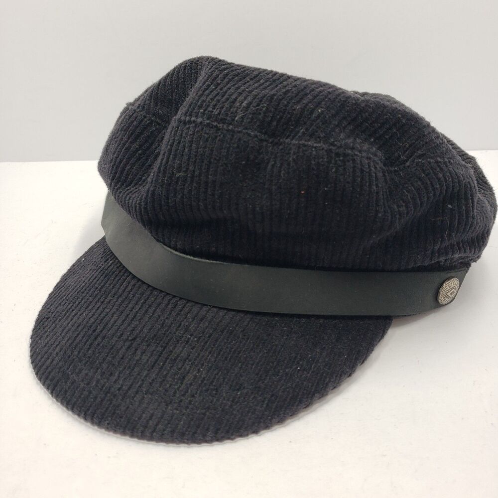 Brixton Fiddler Fisherman Cap Black Corduroy Fiddler Hat Size 7 Small S